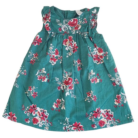 Carters Toddler Girls Floral Print Green Sleeveless A Line Dress 2T - Picture 1 of 9
